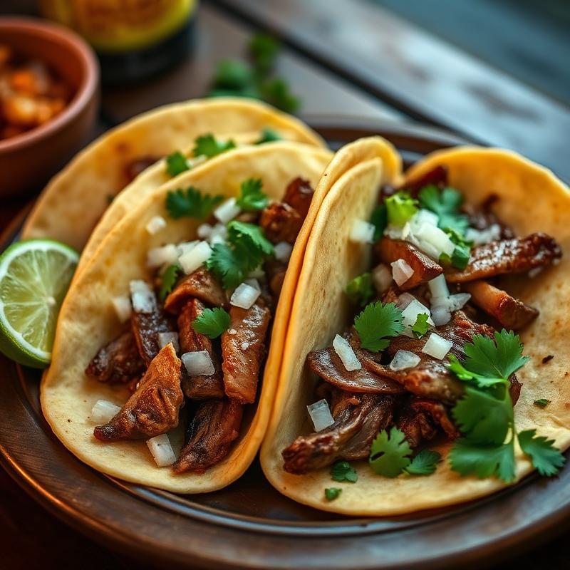 Lengua and tripa traditional Mexican street tacos